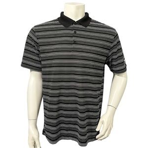 Nike Dri-Fit Mens Athletic Polo Shirt Striped Black Short Sleeve Polyester L